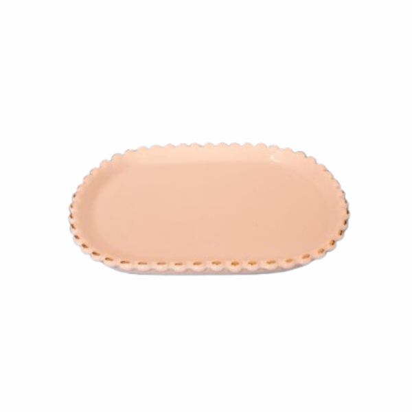 Prato Oval branco com dourado
